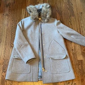 Jcrew chateu Wool coat with fur